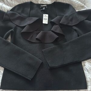 NWT ruffle scoop neck sweater